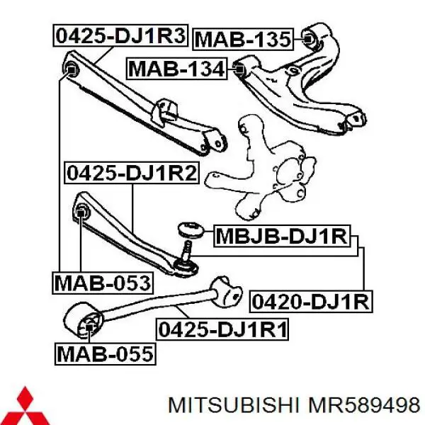 MR589498 Mitsubishi barra de dirección, eje trasero