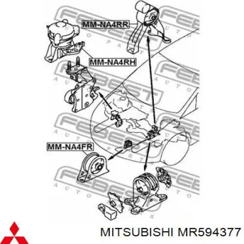 Soporte de motor delantero Mitsubishi MR594377 precio, desde 26,73 EUR