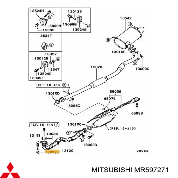 Perno de escape (silenciador) para Mitsubishi Outlander (CU)