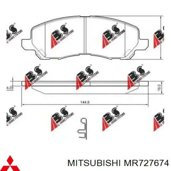 MR727674 Mitsubishi pastillas de freno delanteras