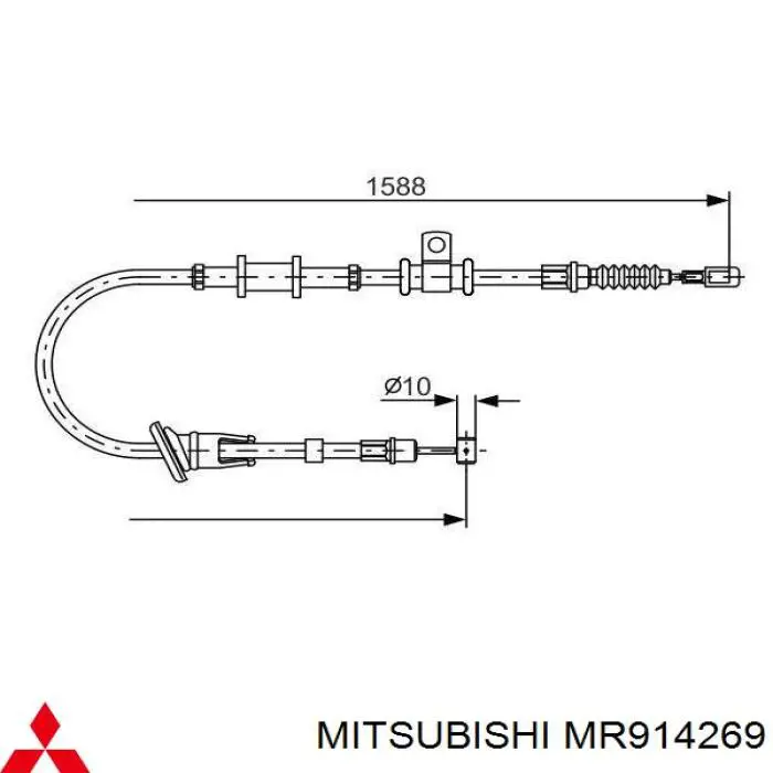 MR914269 Mitsubishi cable de freno de mano trasero derecho