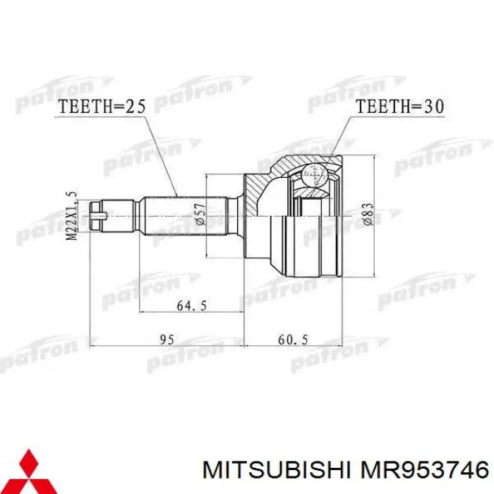 Semieje delantero derecho Mitsubishi MR953746 precio, desde 126,89 EUR