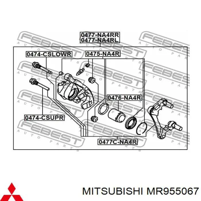 Comprar MR955067 Mitsubishi Juego de reparación, pinza de freno trasero