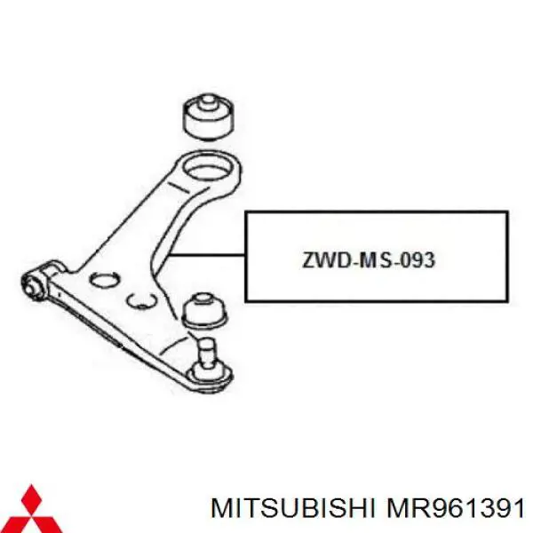 MR961391 Mitsubishi barra oscilante, suspensión de ruedas delantera, inferior izquierda