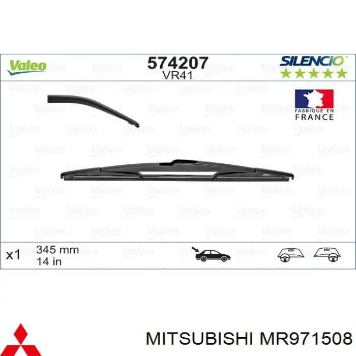 Comprar MR971508 Mitsubishi Limpiaparabrisas traseros