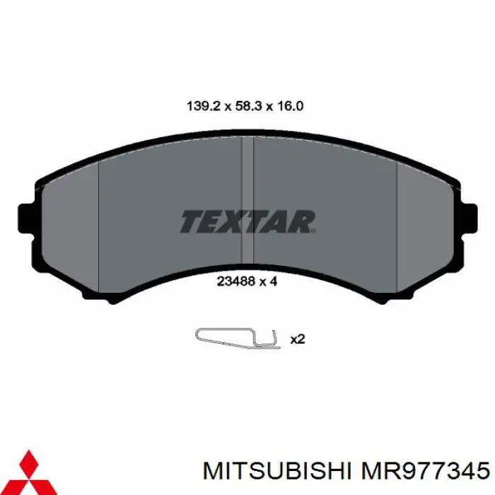 MR977345 Mitsubishi pastillas de freno delanteras