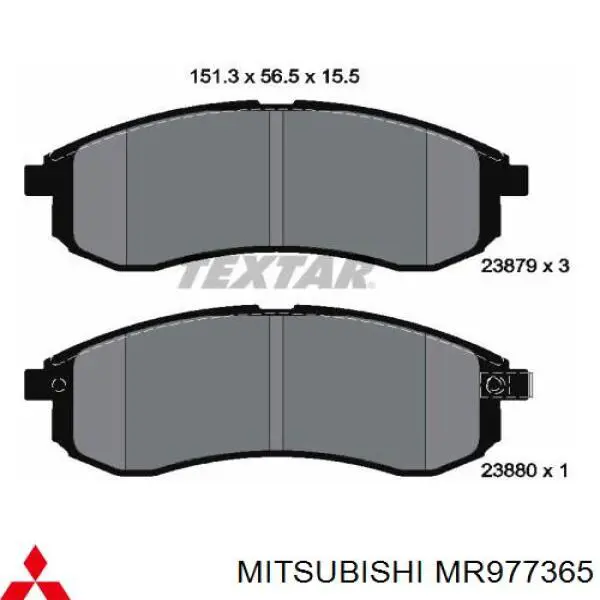 Pastillas freno delanteras Mitsubishi MR977365 precio, desde 23,69 EUR