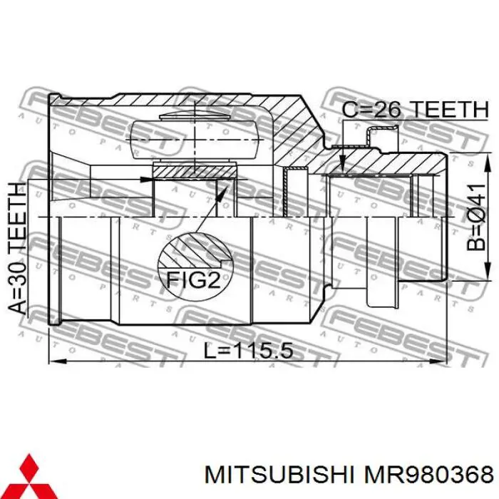 MR980368 Mitsubishi junta homocinética interior delantera derecha