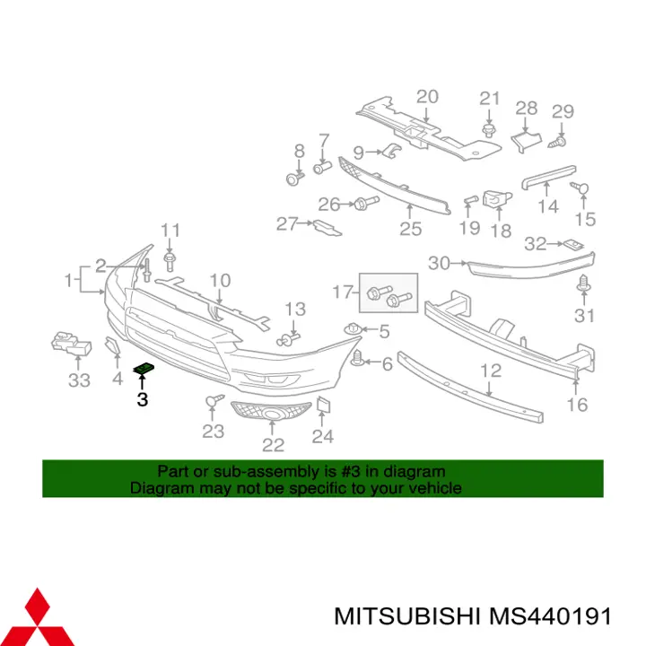 Clips de fijación de paragolpes delantero para Mitsubishi Lancer (CY_A, CZ_A)