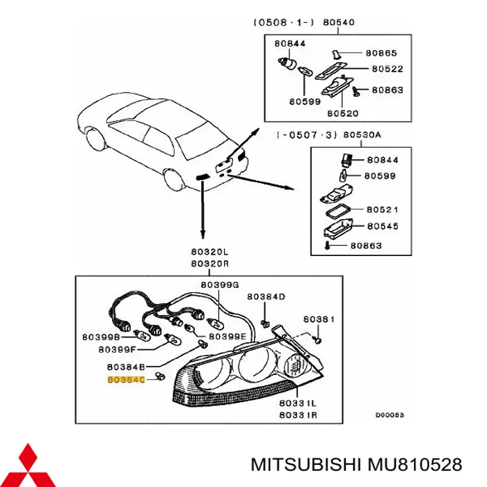 Clip de atadura de una linterna trasera para Mitsubishi Lancer (CSW)