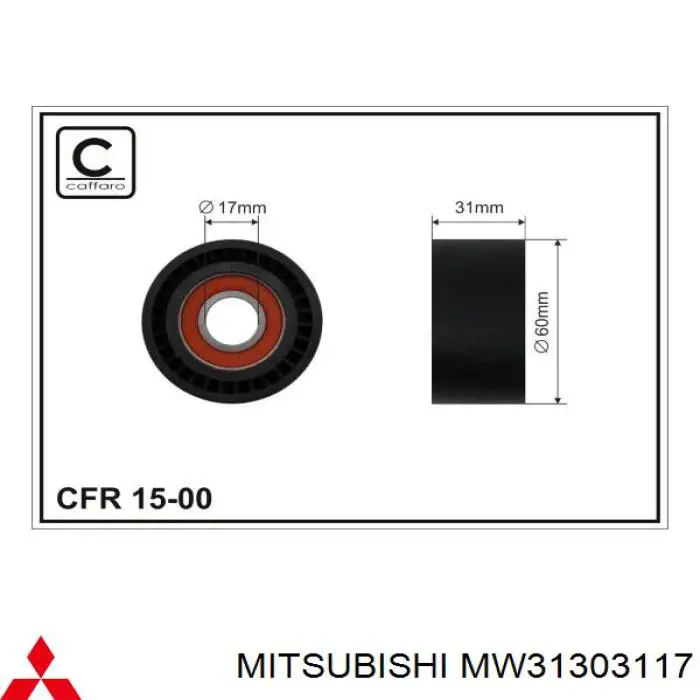 MW31303117 Mitsubishi polea inversión / guía, correa poli v