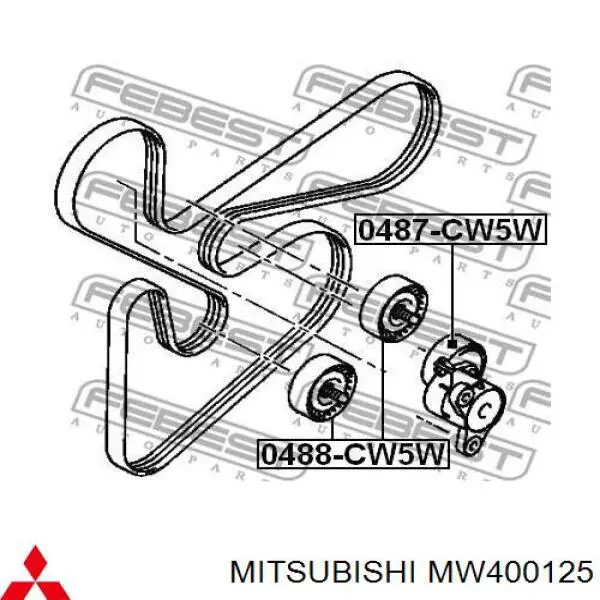 MW400125 Mitsubishi rodillo, correa trapecial poli v