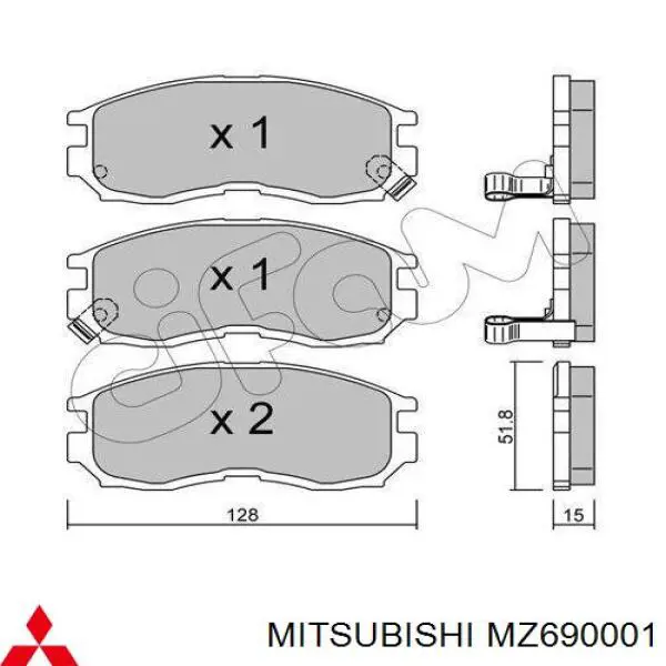 MZ690001 Mitsubishi pastillas de freno delanteras