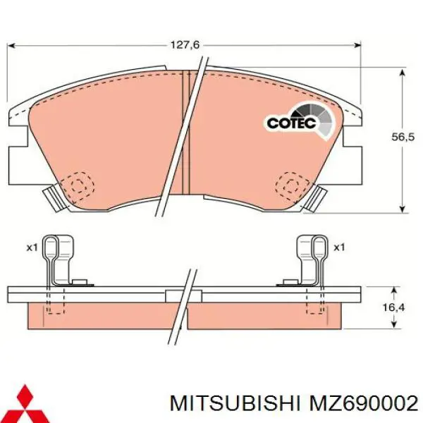 MZ690002 Mitsubishi pastillas de freno delanteras