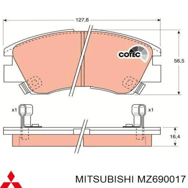 MZ690017 Mitsubishi pastillas de freno delanteras