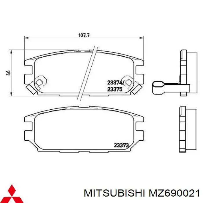 MZ690021 Mitsubishi pastillas de freno traseras