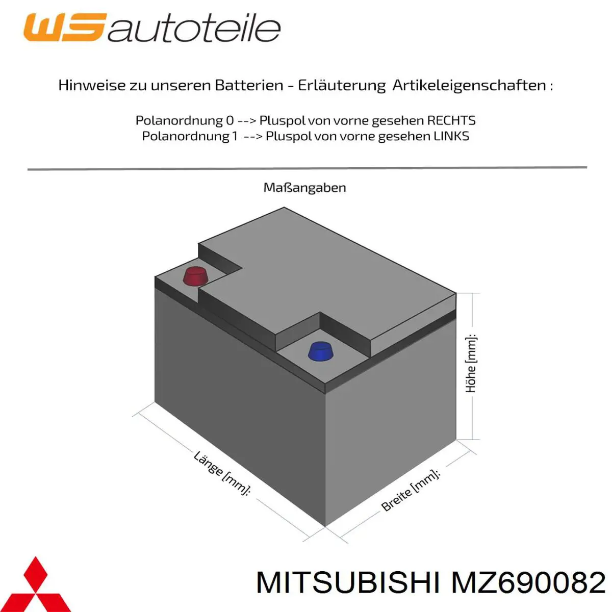 Batería MZ690082 Mitsubishi