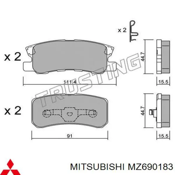 Pastillas traseras de freno Mitsubishi MZ690183 precio, desde 19,79 EUR