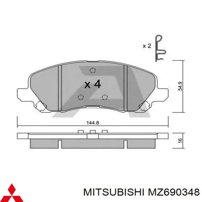 Comprar MZ690348 Mitsubishi Pastillas delanteras de freno