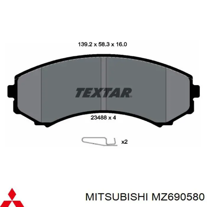 MZ690580 Mitsubishi pastillas de freno delanteras