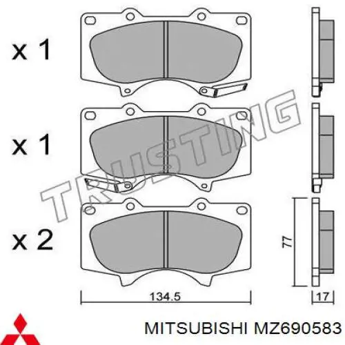Pastillas freno delanteras Mitsubishi MZ690583 precio, desde 26,71 EUR