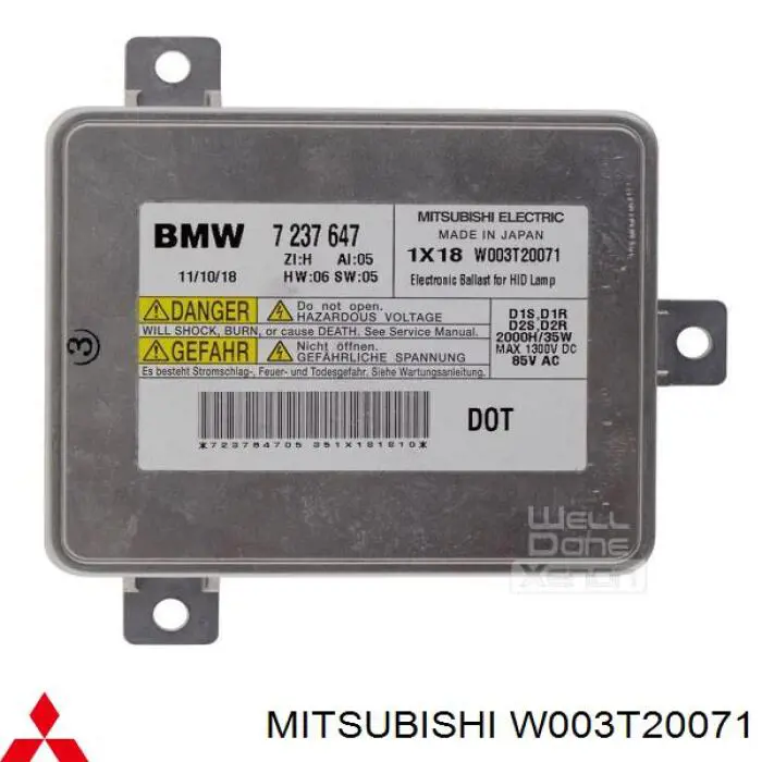 W003T20071 Mitsubishi bobina de reactancia, lámpara de descarga de gas