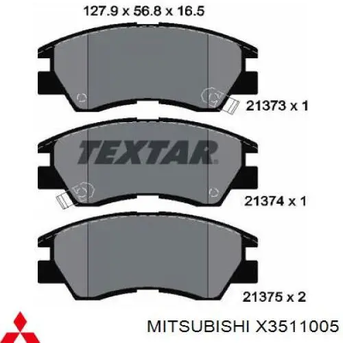 X3511005 Mitsubishi pastillas de freno delanteras