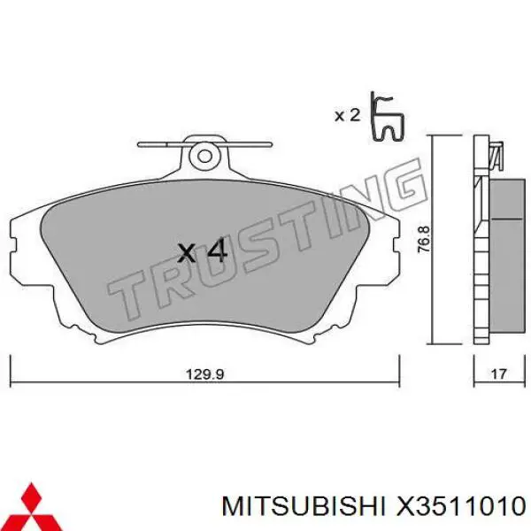 X3511010 Mitsubishi pastillas de freno delanteras