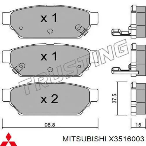 X3516003 Mitsubishi pastillas de freno traseras