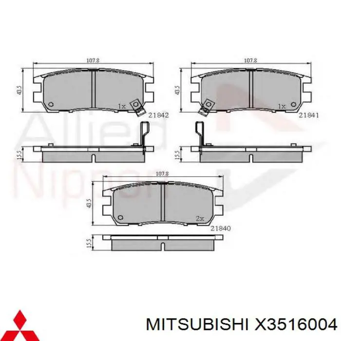 Comprar X3516004 Mitsubishi Pastillas de freno traseras