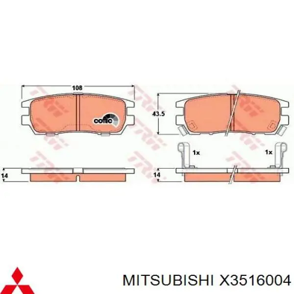 X3516004 Mitsubishi Pastillas freno traseras