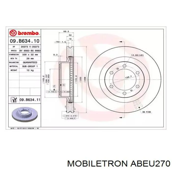 Sensor ABS delantero Mobiletron ABEU270