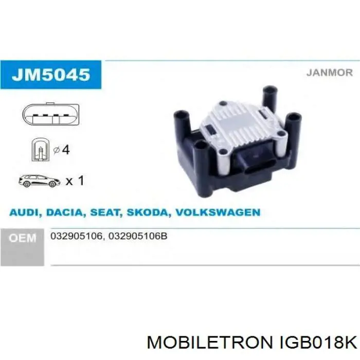 Comprar IGB018K Mobiletron Bobina
