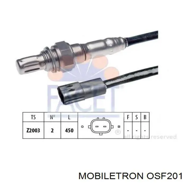 OS-F201 Mobiletron sonda lambda sensor de oxigeno para catalizador