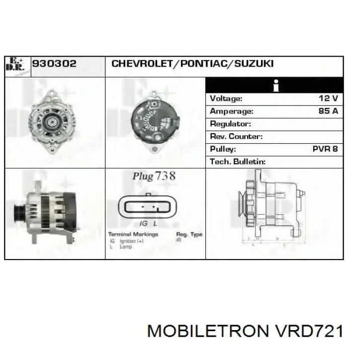 Comprar VRD721 Mobiletron Regulador del alternador