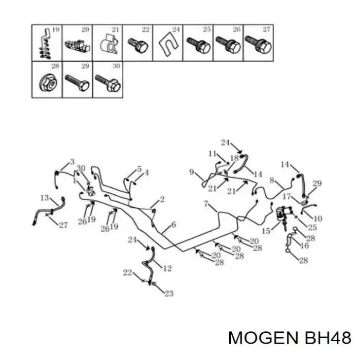 BH48 Mogen tubo flexible de frenos delantero izquierdo