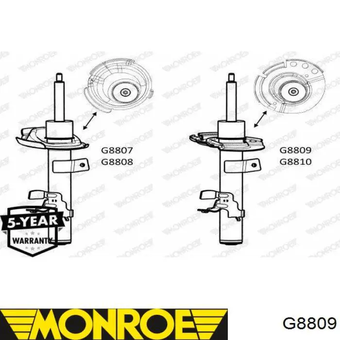 G8809 Monroe Amortiguador eje delantero derecha