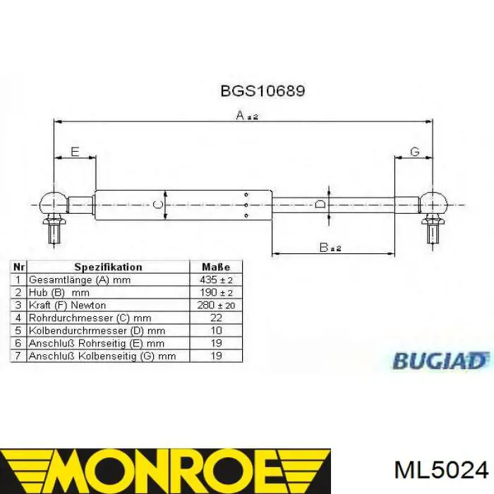 Amortiguador maletero GS0024 Magneti Marelli
