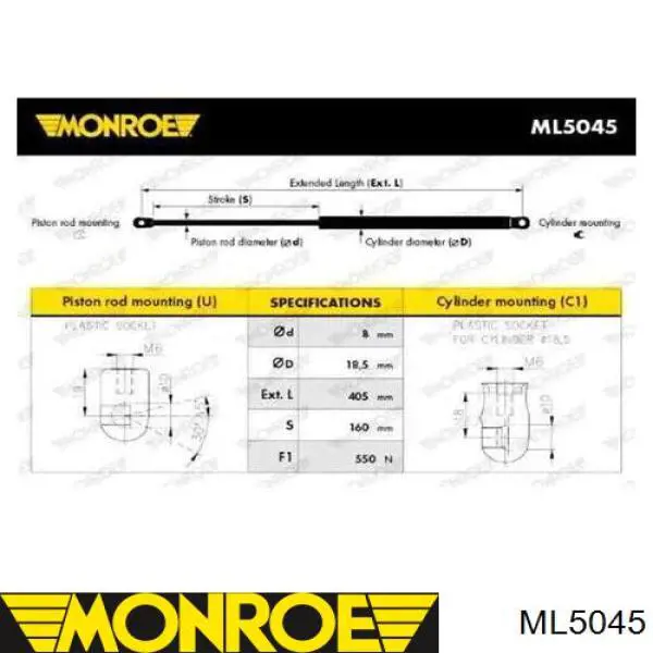 Comprar ML5045 Monroe Amortiguador de puerta trasera