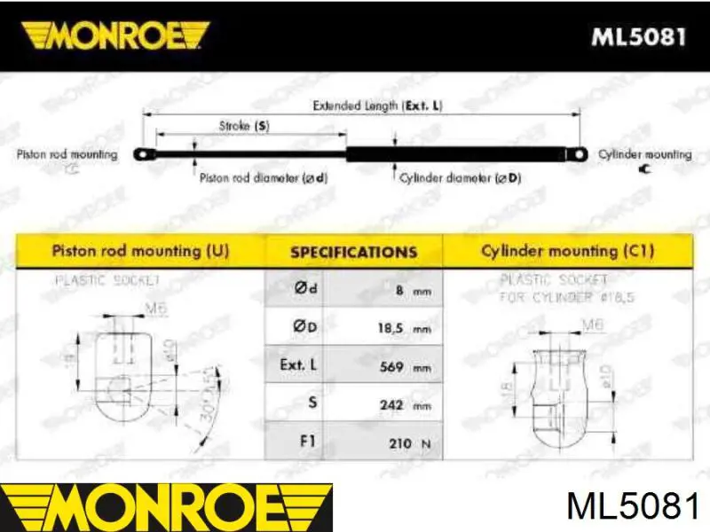 60708 Stabilus amortiguador de maletero