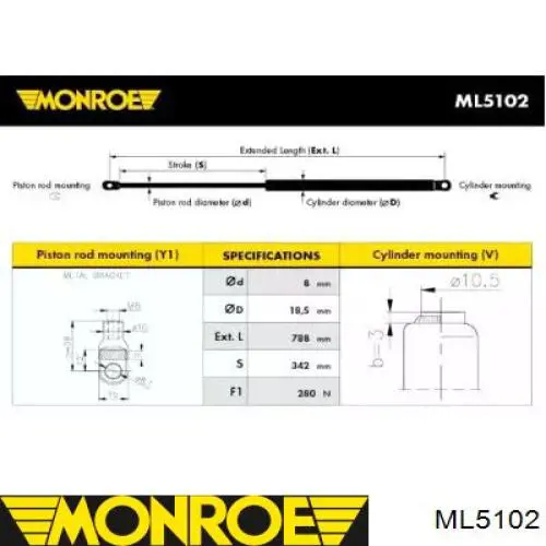 Amortiguador de capó izquierdo GS0101 Magneti Marelli