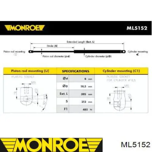 ML5152 Monroe amortiguador maletero