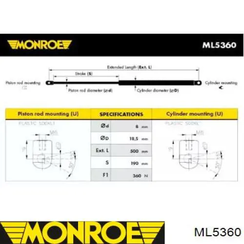 ML5360 Monroe amortiguador de maletero