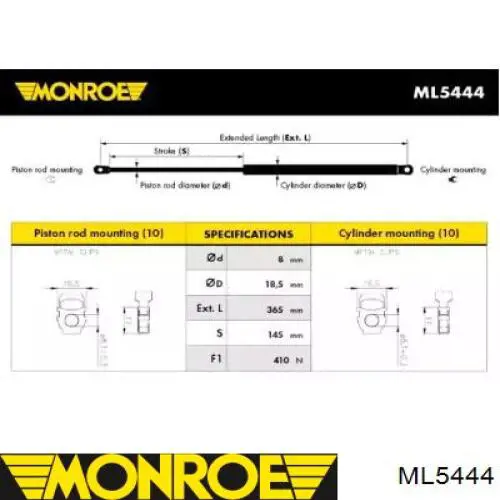 ML5444 Monroe amortiguador de maletero