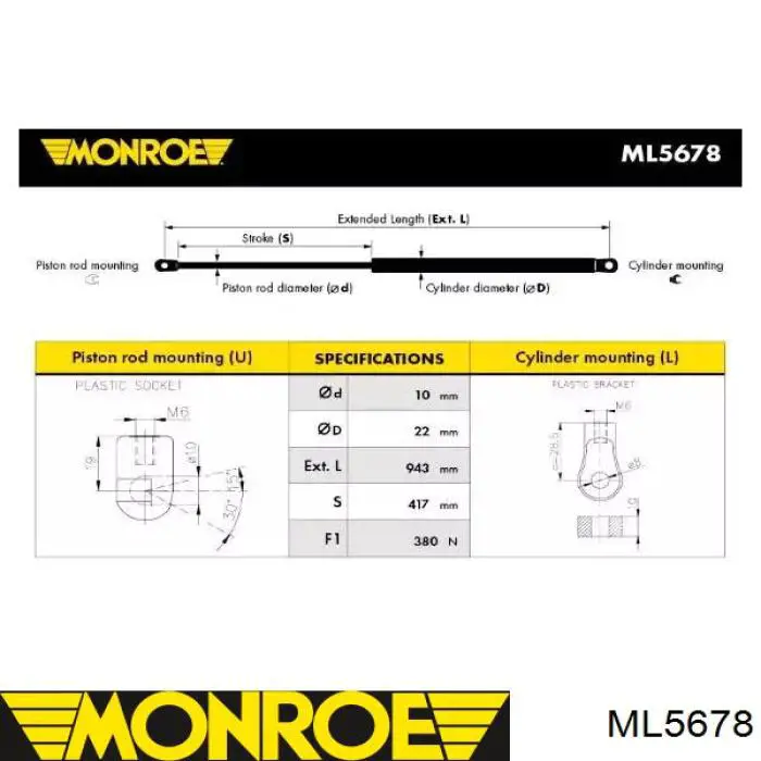 Comprar ML5678 Monroe Amortiguador de capó