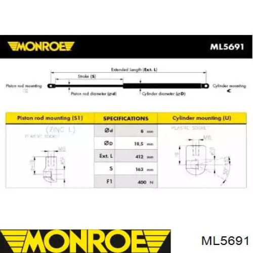 Amortiguador de maletero Japko ZSJ01034 precio, desde 10,50 EUR