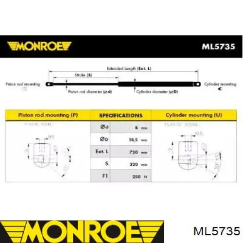 Amortiguador de capó ML5735 Monroe