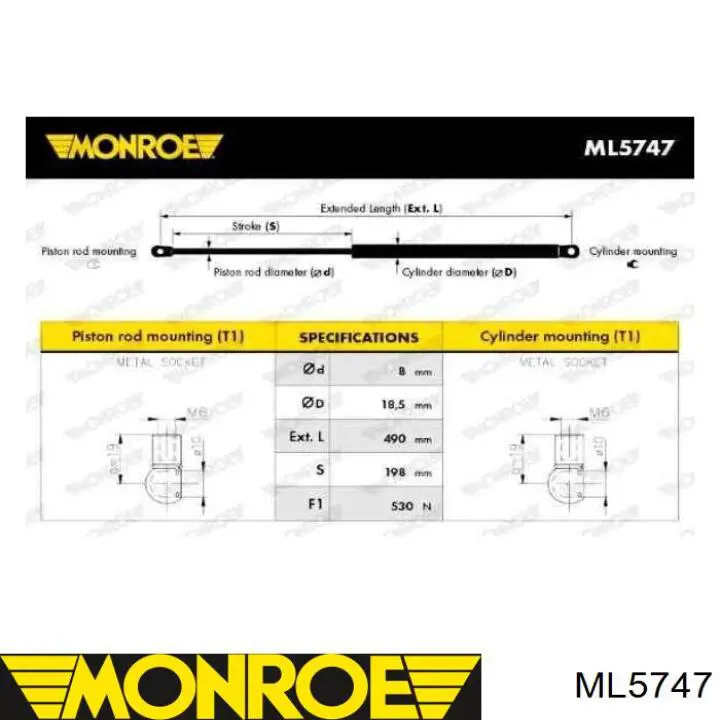 Muelle neumatico maletero Krosno 24521