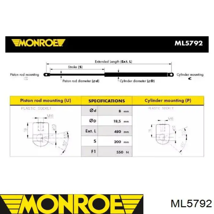 Amortiguador maletero ST50022 Sato Tech