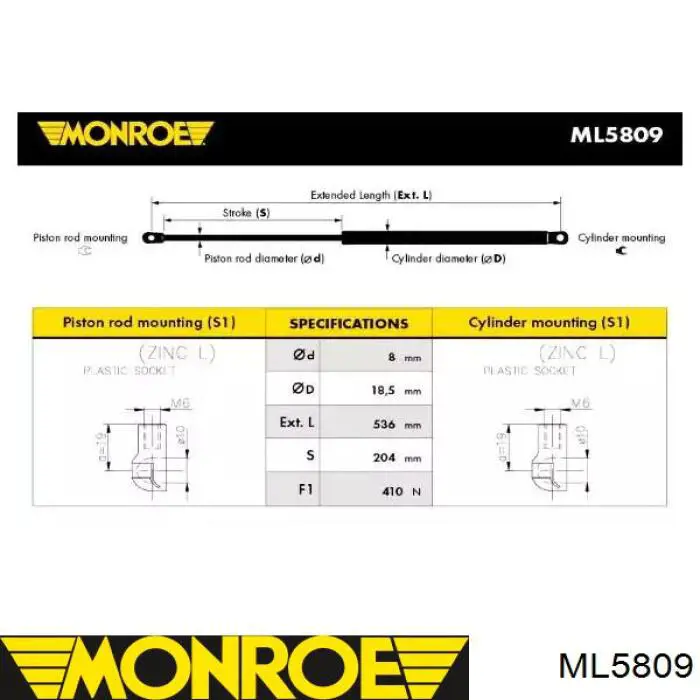 Amortiguador maletero ST50052 Sato Tech